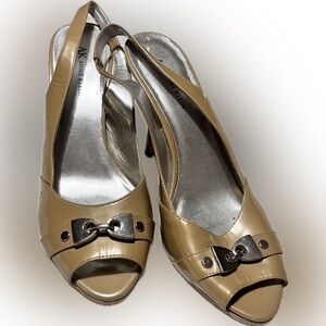 Anne Klein Women's Beige Slingback Heels